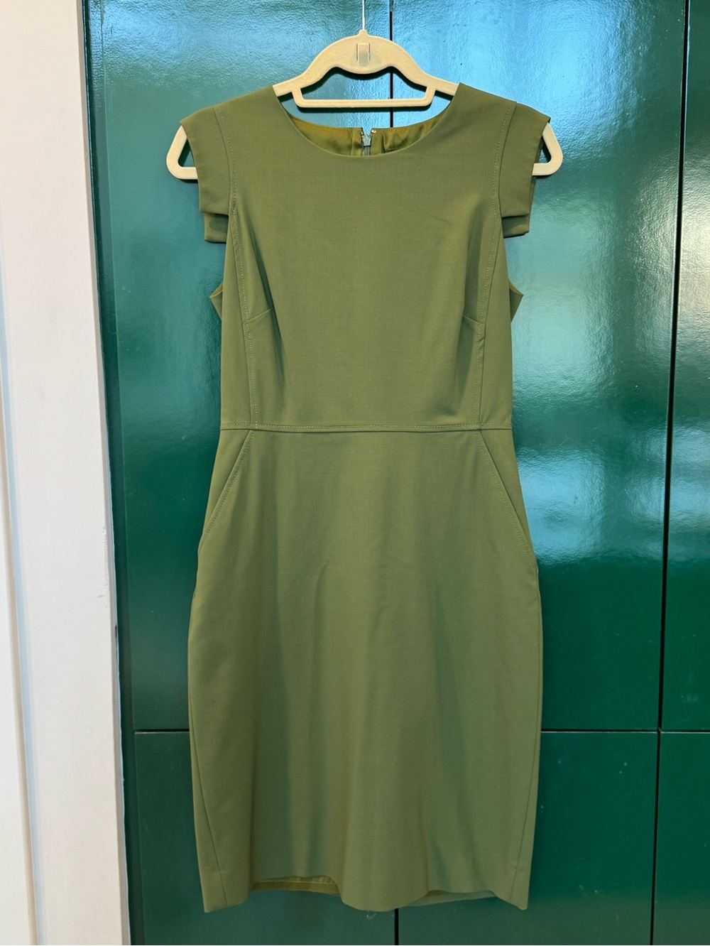 J. Crew Olive Green Cap-Sleeve Sheath Dress